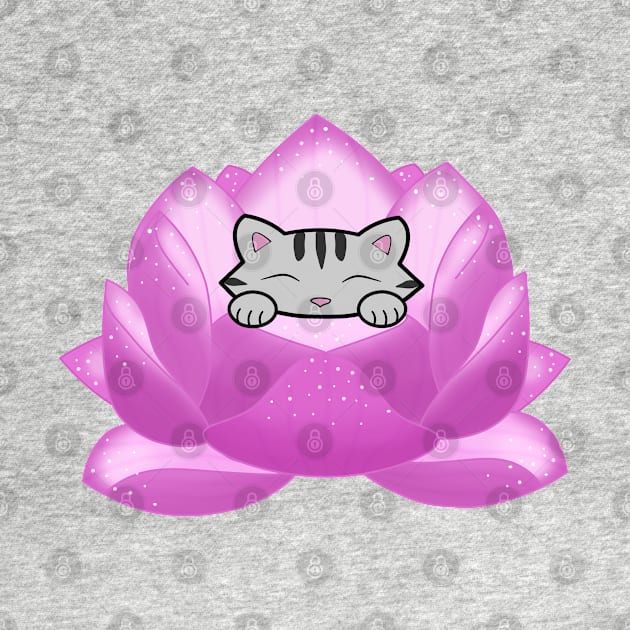 Cat Resting Inside Lotus Flower by Purrfect